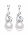 Product view of Aurelia Crystal Pearl Drop Earrings by Zodiglow