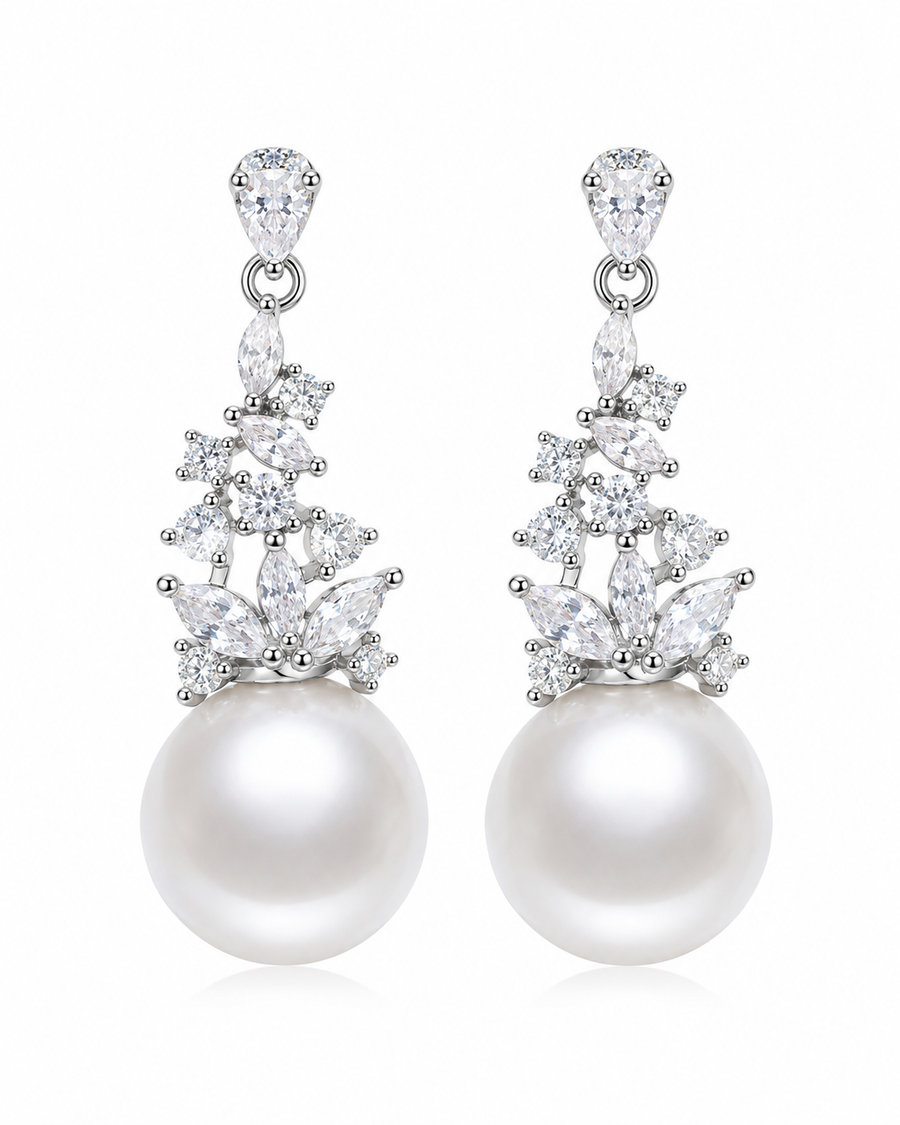 Aurelia Crystal Pearl Drop Earrings