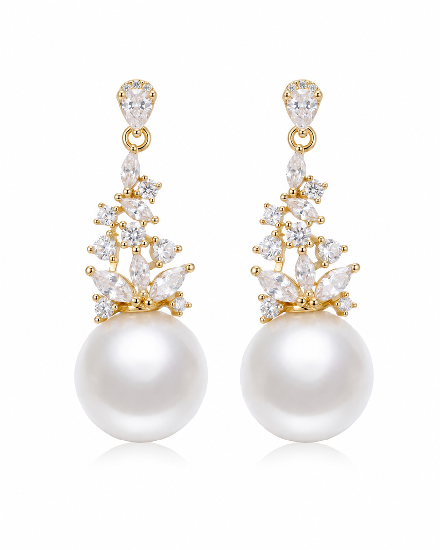 Aurelia Crystal Pearl Drop Earrings