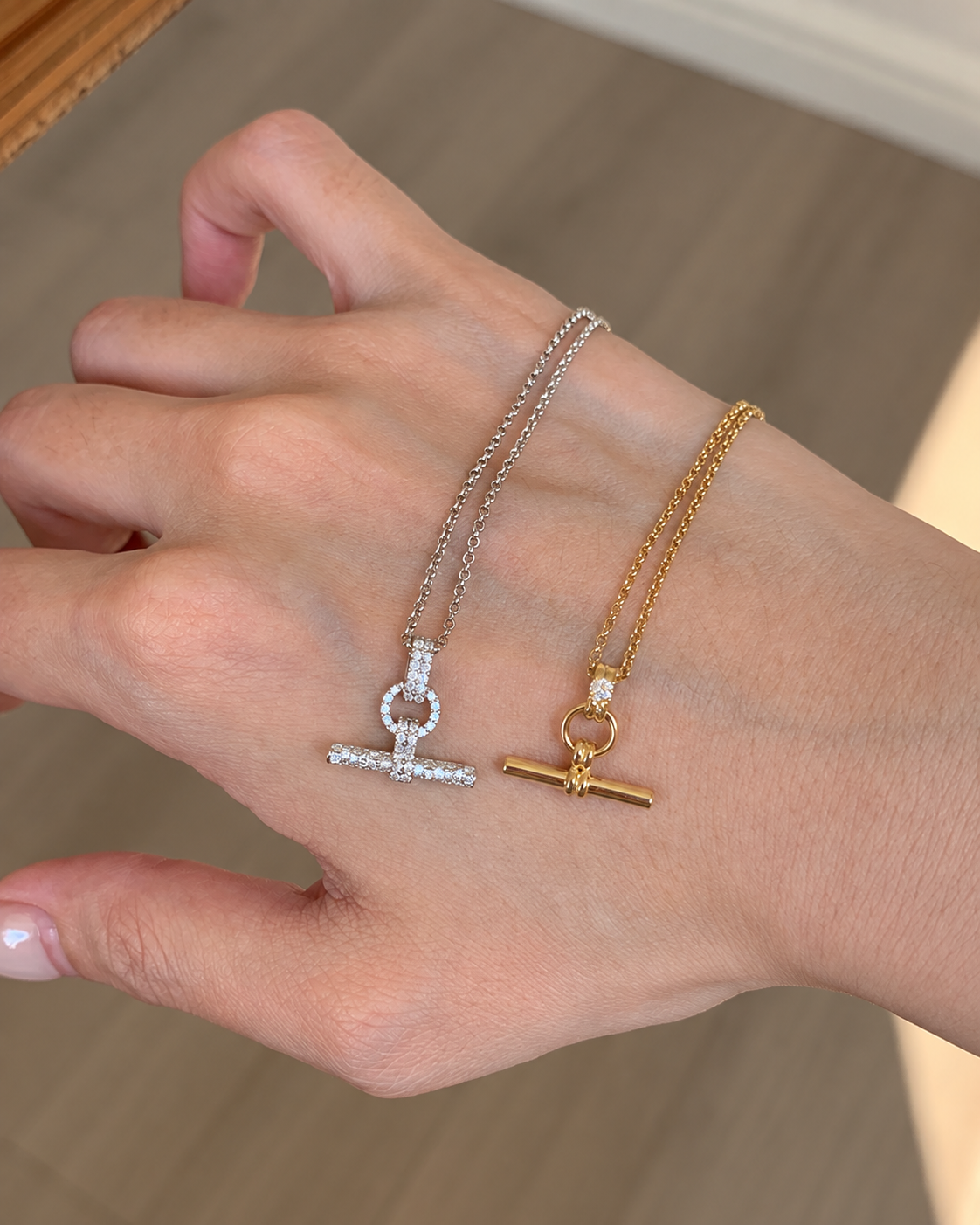 Selene Crystal T-Bar Necklace