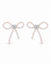 Celestine Pearl Bow Stud Earrings
