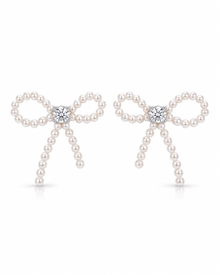 Celestine Pearl Bow Stud Earrings