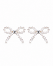 Celestine Pearl Bow Stud Earrings