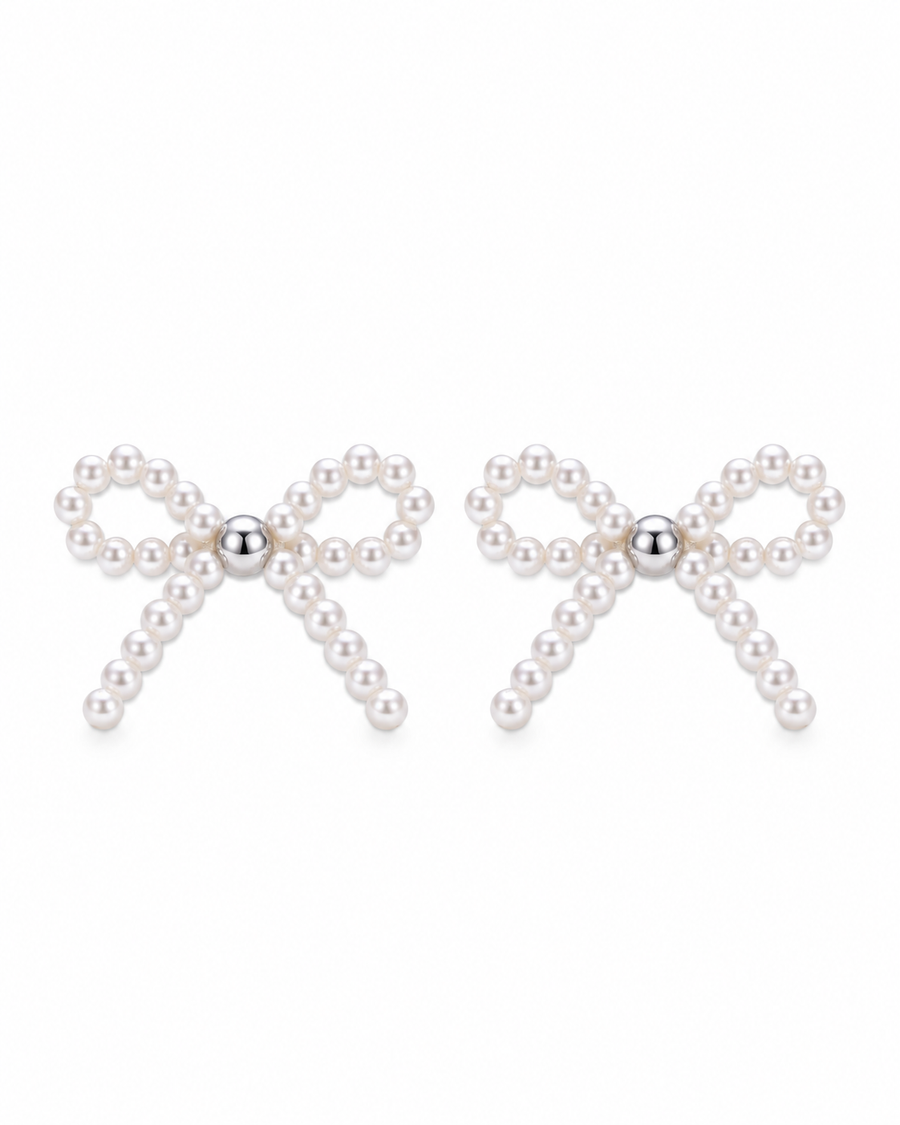 Celestine Pearl Bow Stud Earrings