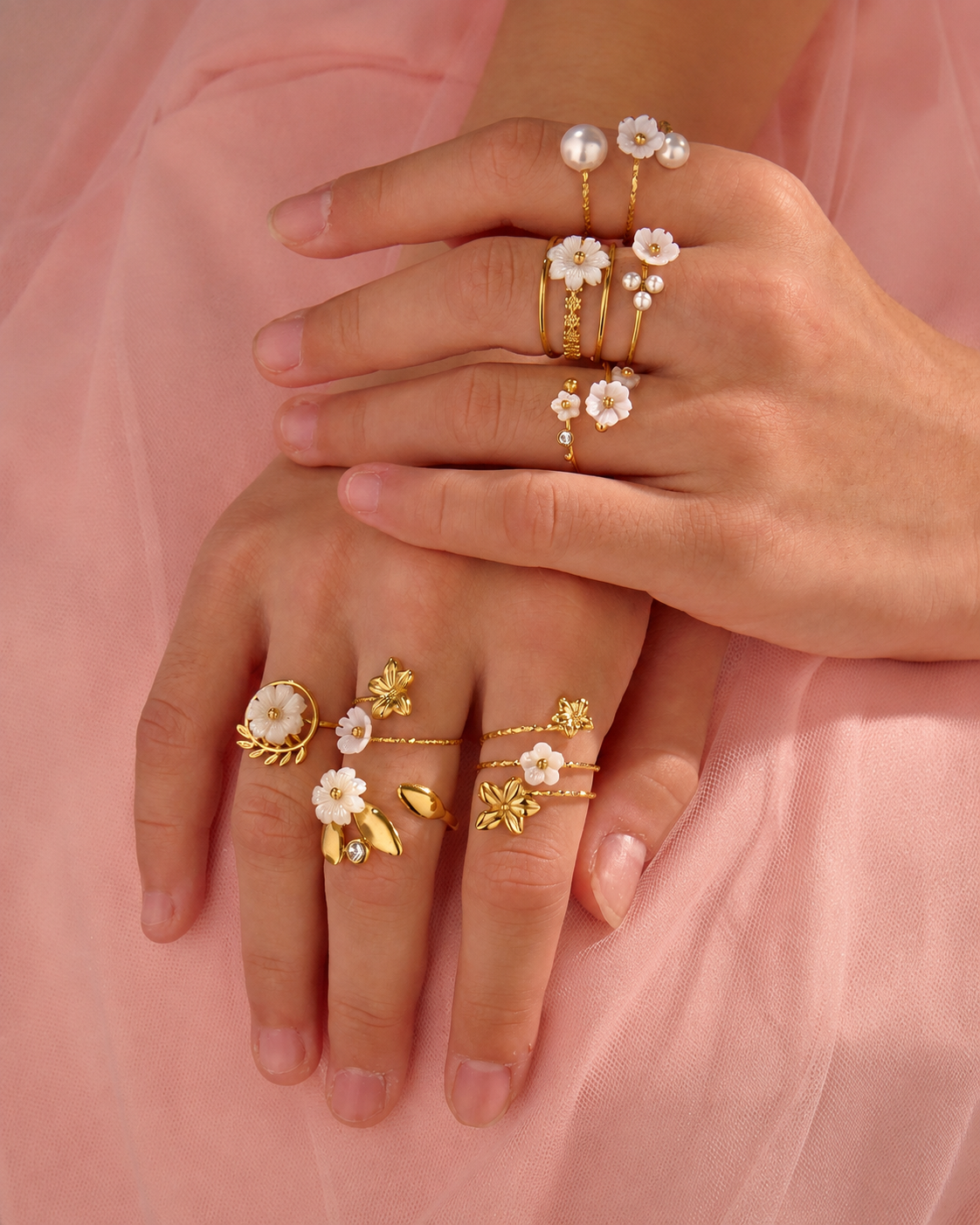 Bloom Pearl Open Ring Series