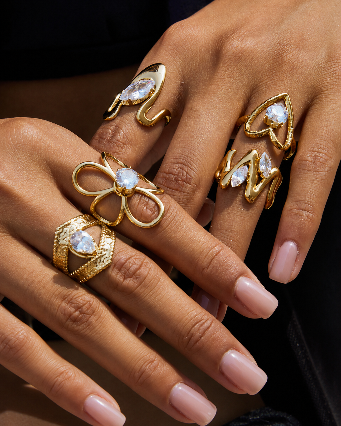 Sculptural Zircon Ring Series