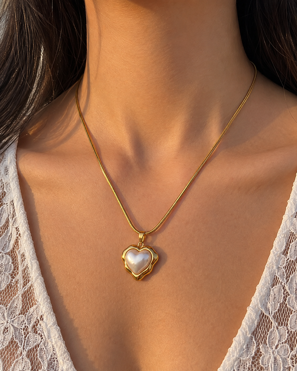 Amora Pearl Heart Necklace