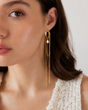 Elara Pearl Chain Earrings