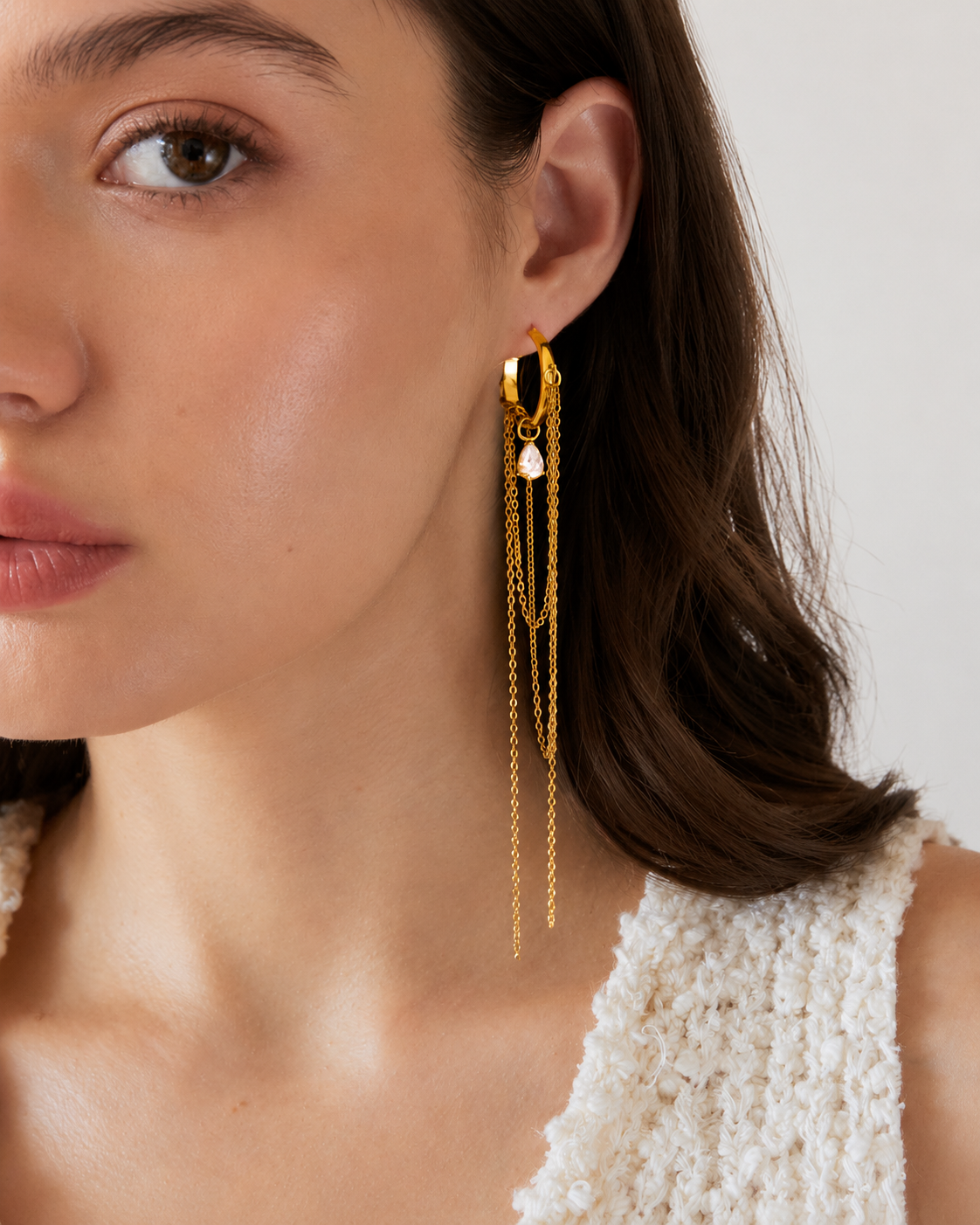 Elara Pearl Chain Earrings