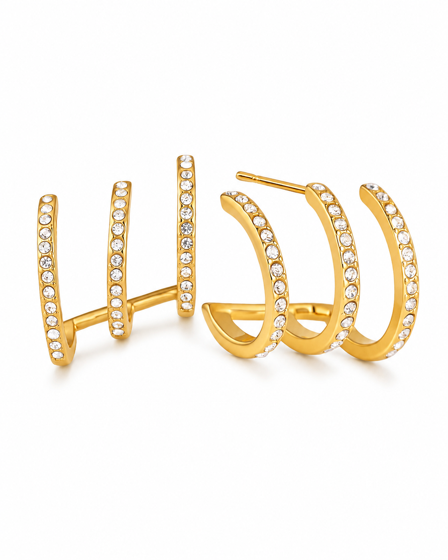 Livia Pavé Triple Hoop Earrings
