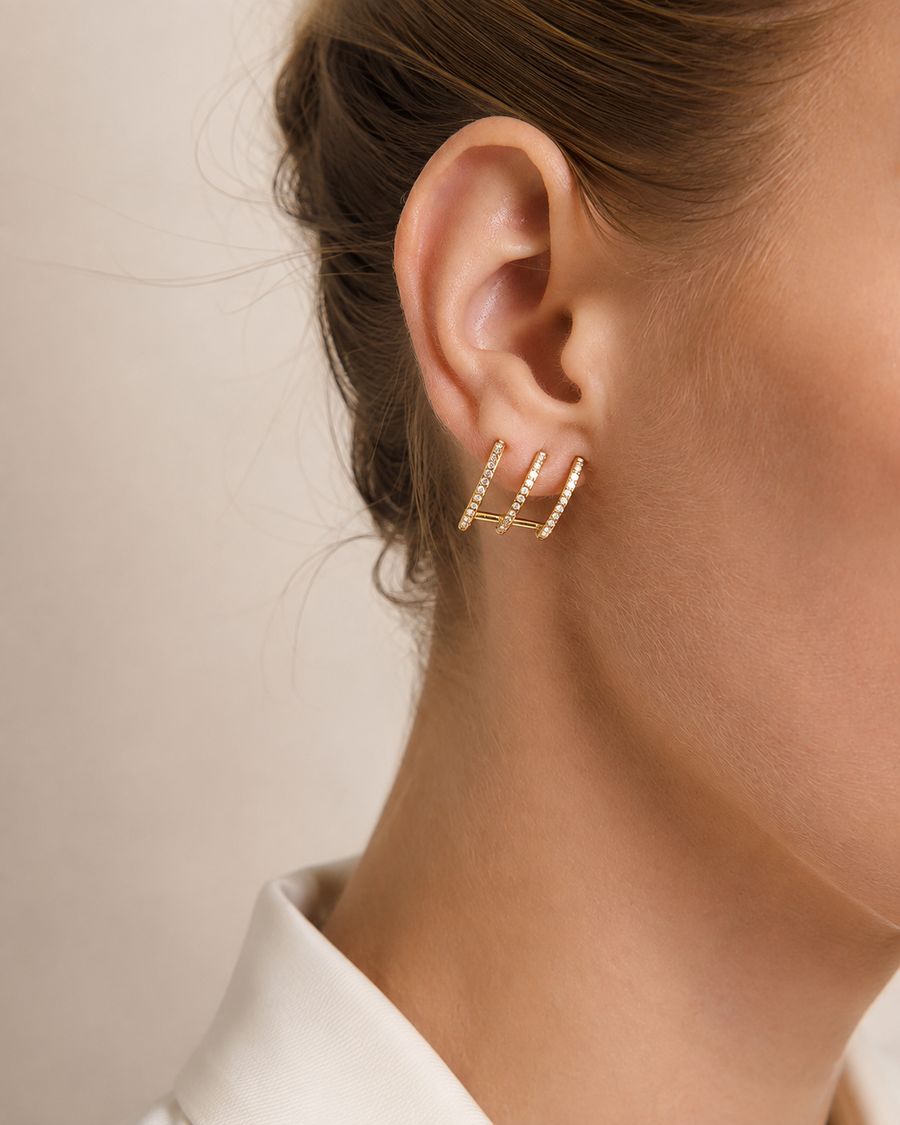 Livia Pavé Triple Hoop Earrings
