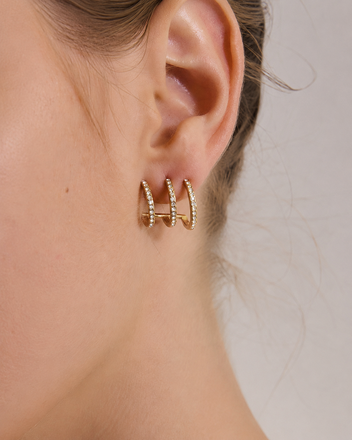 Livia Pavé Triple Hoop Earrings