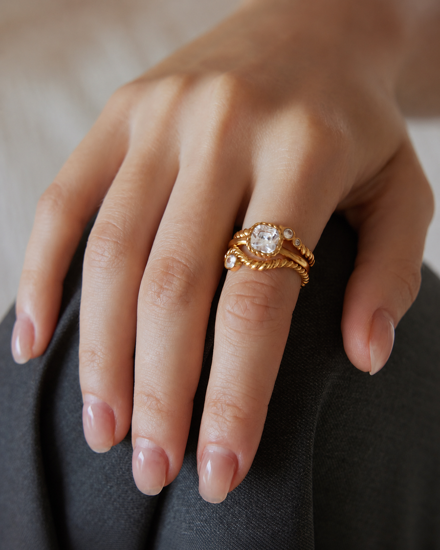 Elara Twisted Crystal Ring Series