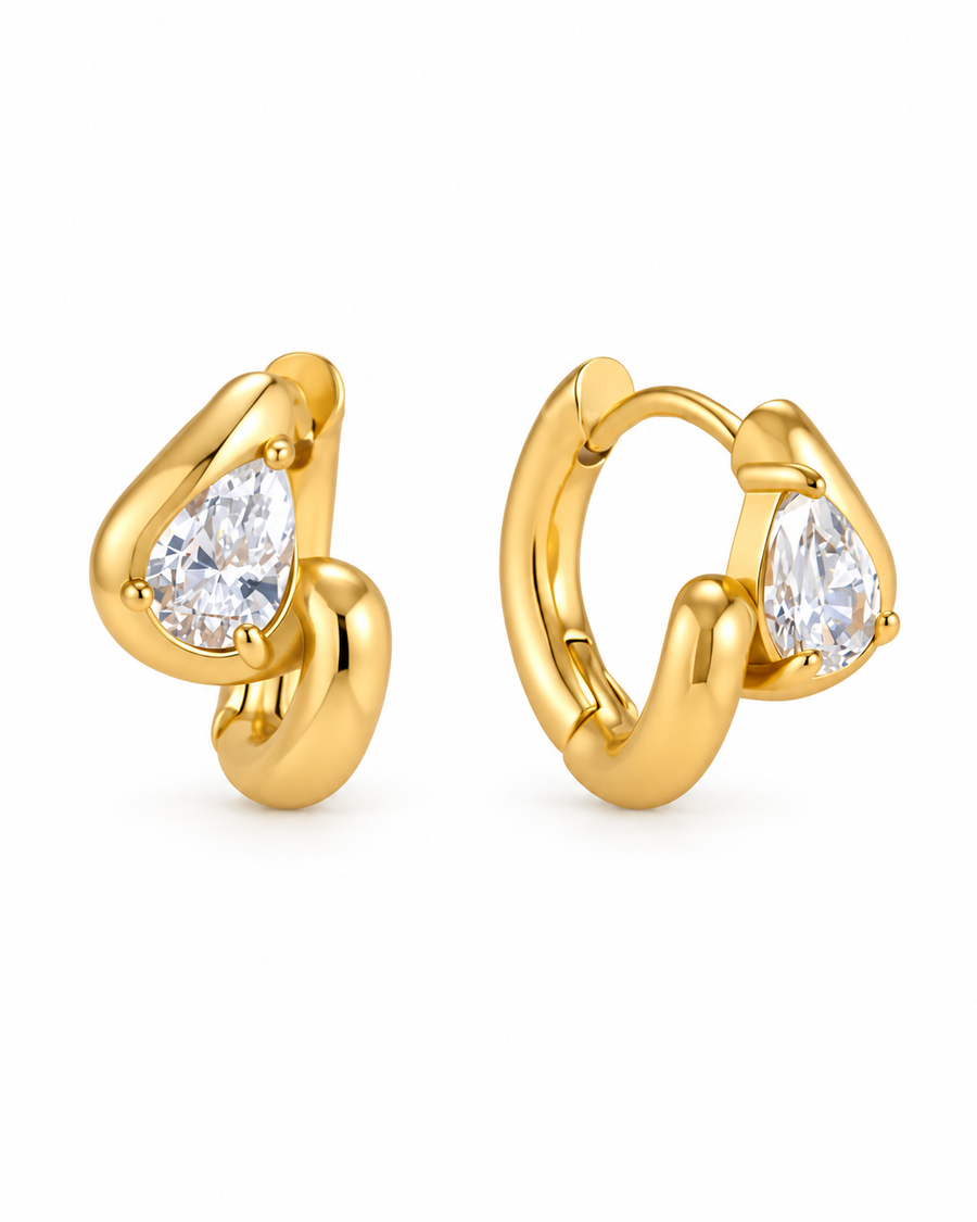 Elara Pear Crystal Hoop Series