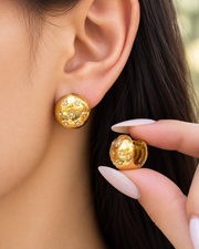 Gold Star CZ Dome Huggie Earrings