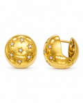 Gold Star CZ Dome Huggie Earrings