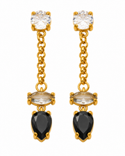Gold CZ Teardrop Chain Earrings