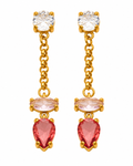 Gold CZ Teardrop Chain Earrings