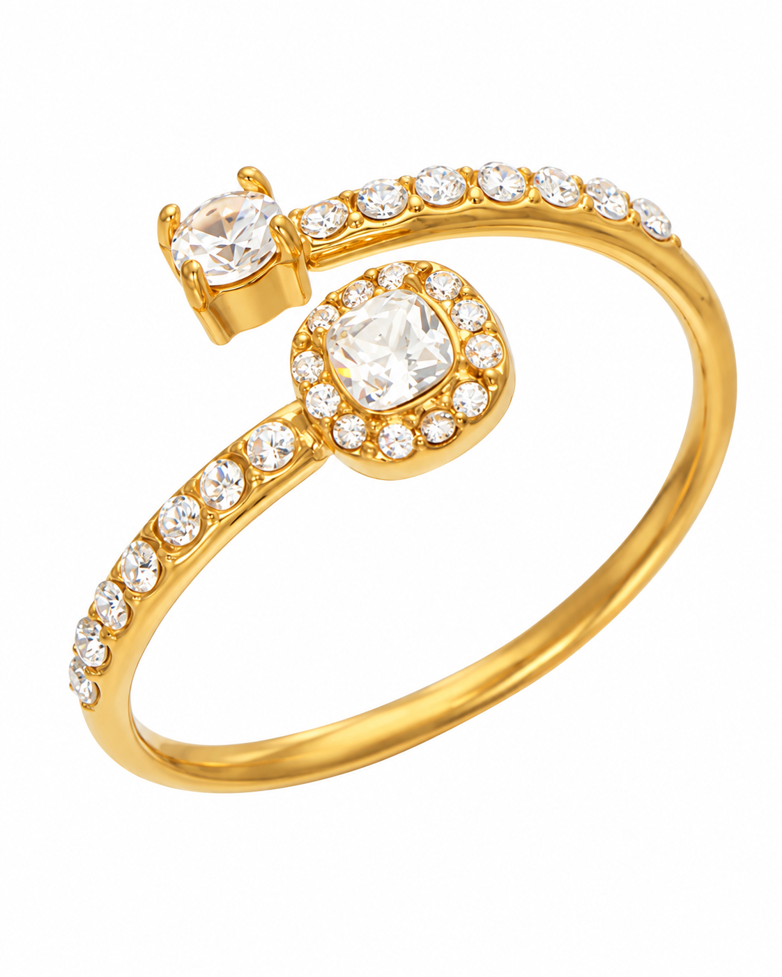 Pavé CZ Open Bypass Ring