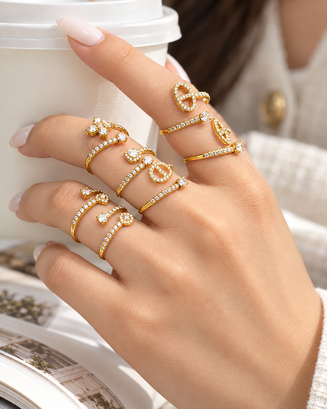 Pavé CZ Open Bypass Ring