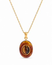 Vespera Vintage Oval Pendant Necklace