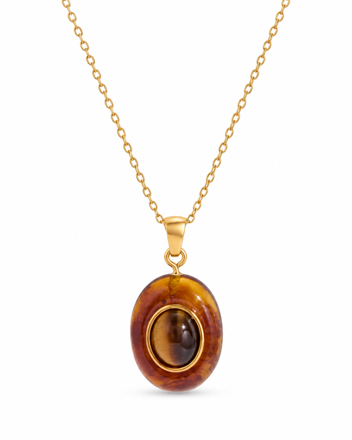 Vespera Vintage Oval Pendant Necklace
