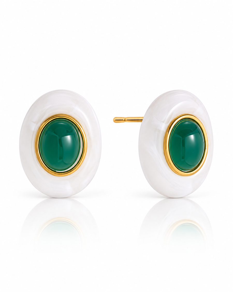 Vintage Oval Stone Earrings