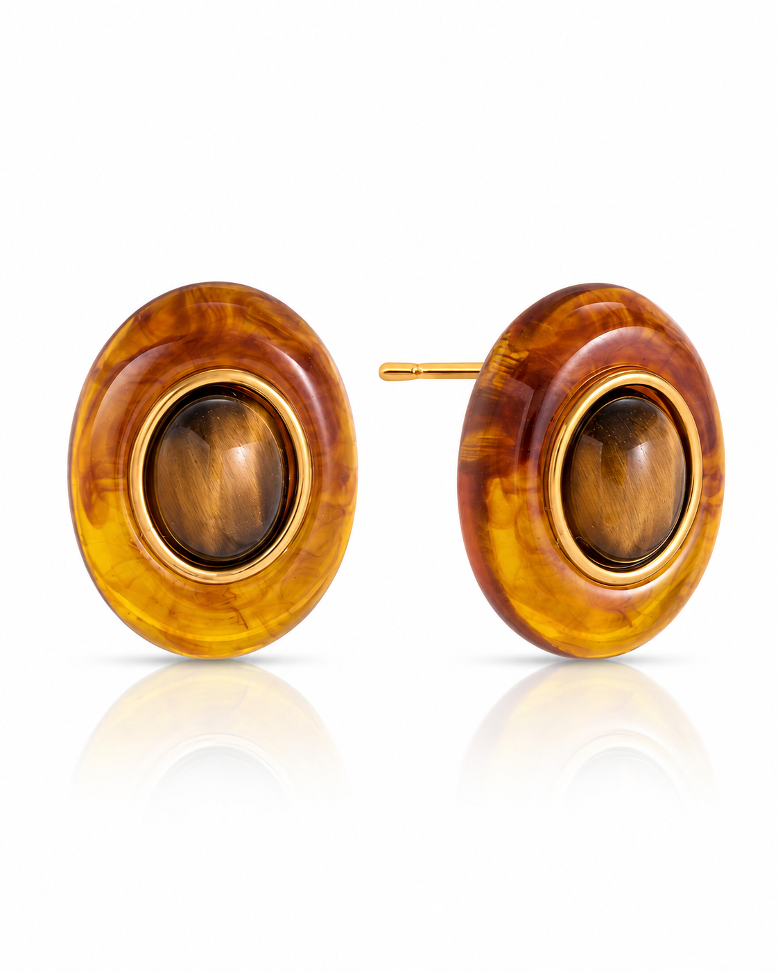 Vintage Oval Stone Earrings