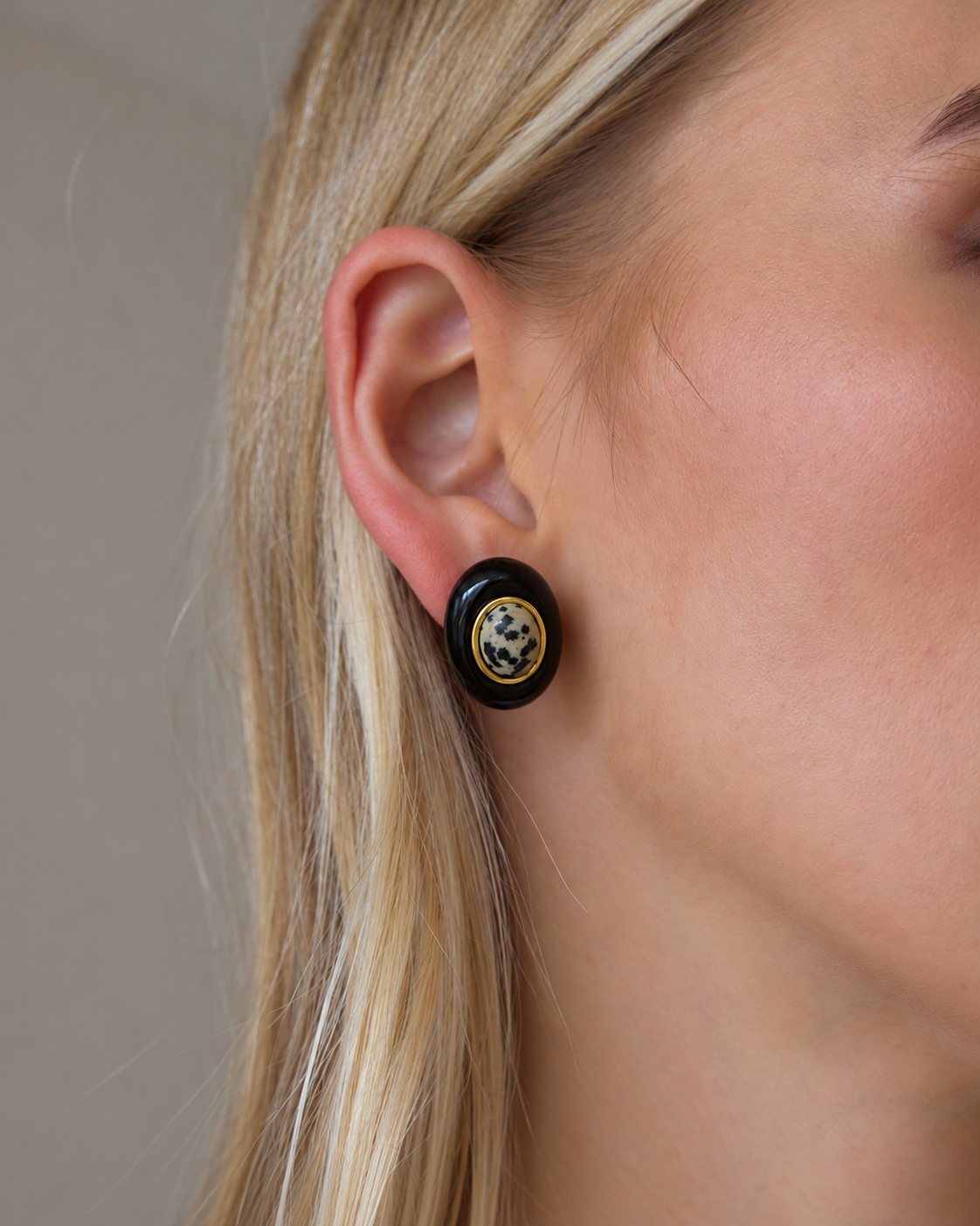 Vintage Oval Stone Earrings
