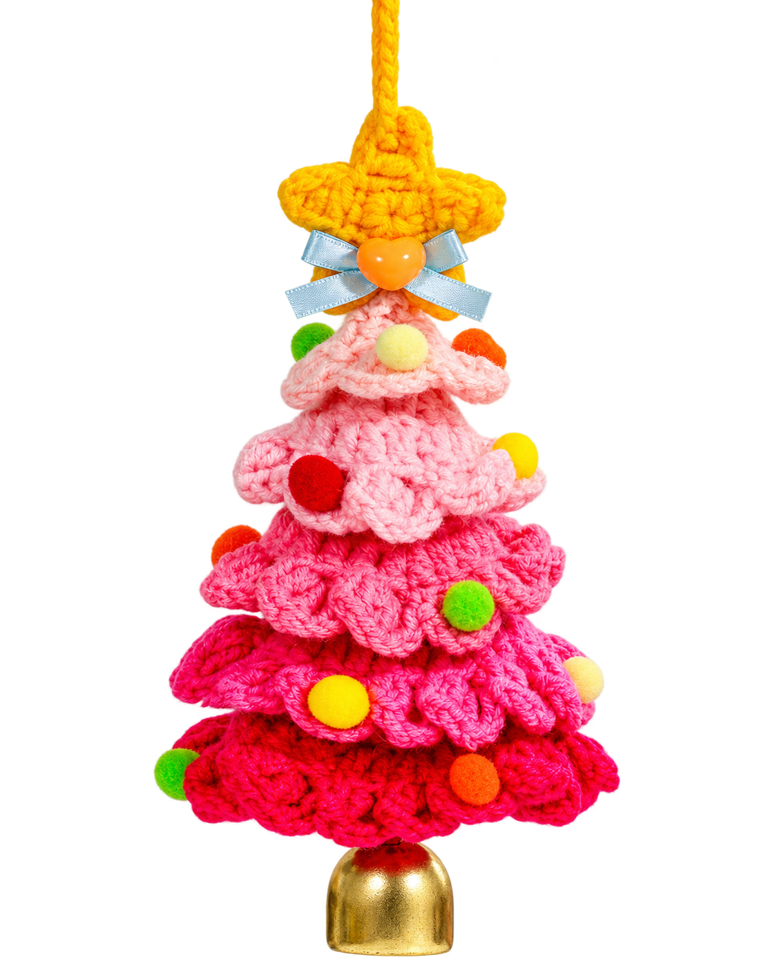 Hand-Knitted Christmas Tree Bell Charm