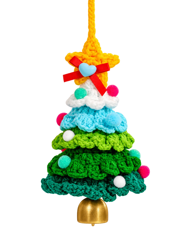 Hand-Knitted Christmas Tree Bell Charm