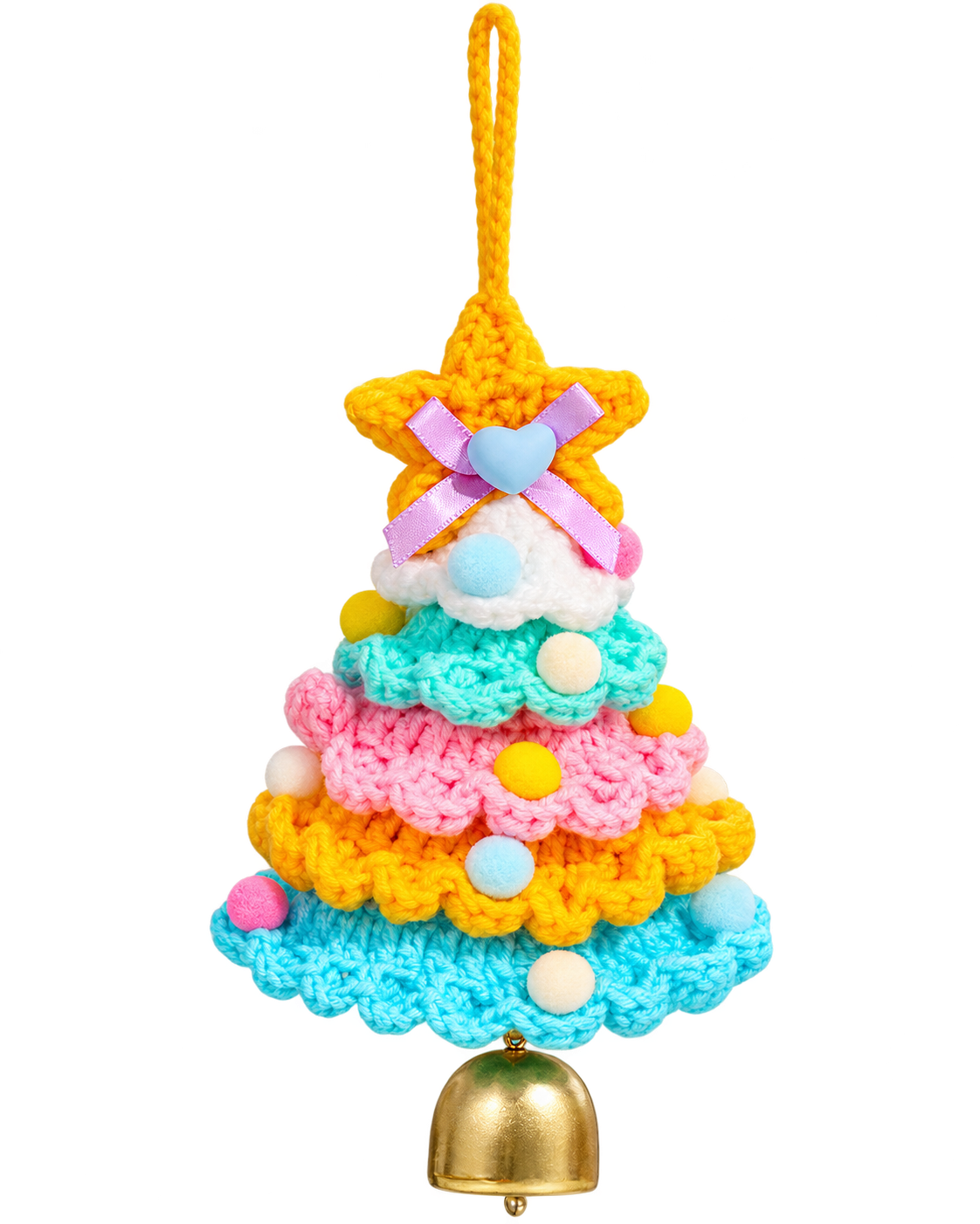Hand-Knitted Christmas Tree Bell Charm