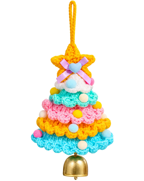 Hand-Knitted Christmas Tree Bell Charm
