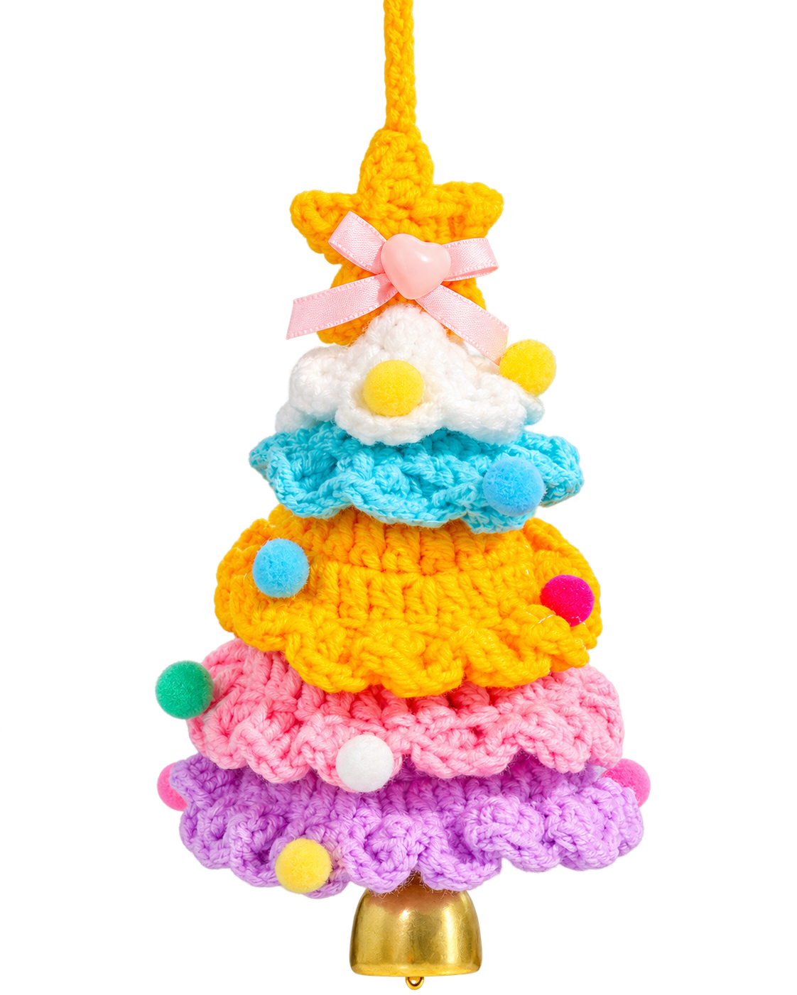 Hand-Knitted Christmas Tree Bell Charm