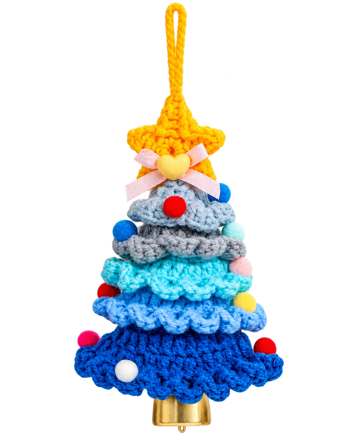 Hand-Knitted Christmas Tree Bell Charm