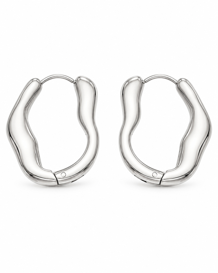 Sculptural Wave Hoops