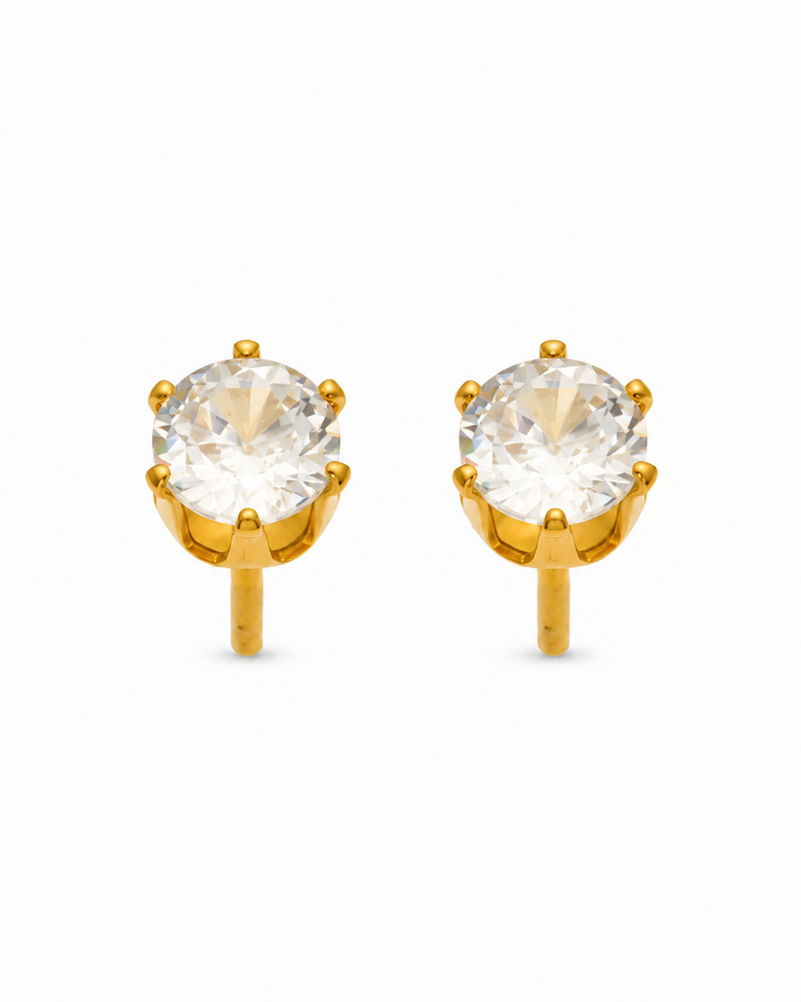 Round CZ Stud Earrings