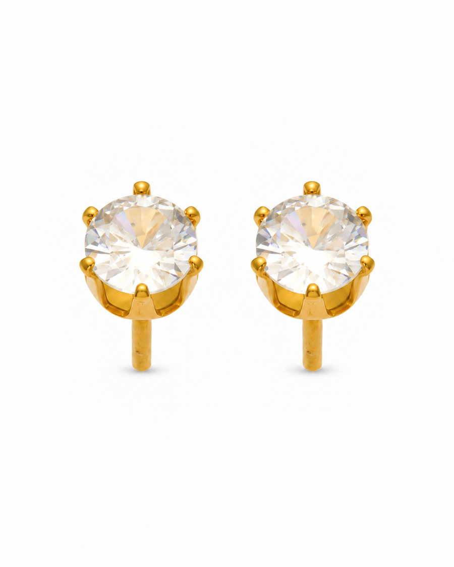 Round CZ Stud Earrings