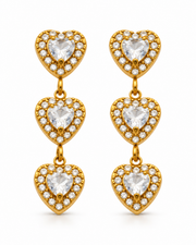 Triple Heart Drop Earrings