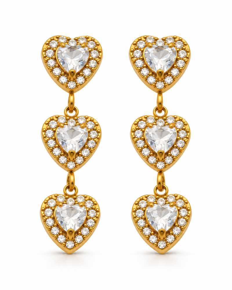 Triple Heart Drop Earrings alternate view 2