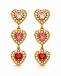 Triple Heart Drop Earrings