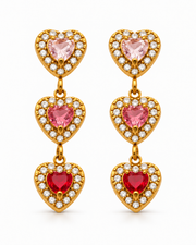 Triple Heart Drop Earrings