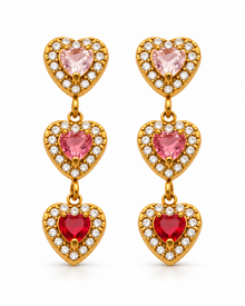 Triple Heart Drop Earrings