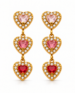 Triple Heart Drop Earrings