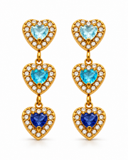 Triple Heart Drop Earrings