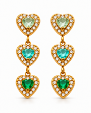 Triple Heart Drop Earrings