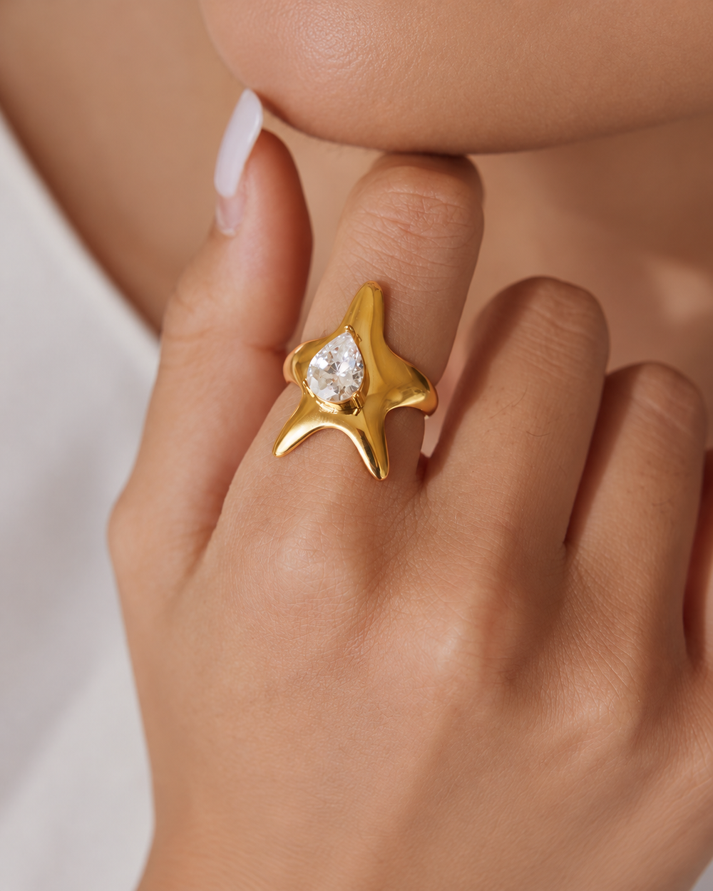 Starfish Teardrop Ring