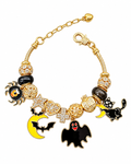 Midnight Halloween Black Cat Charm Bracelet
