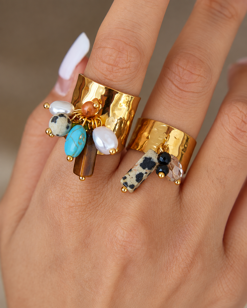 Mosaic Stone Cluster Open Ring