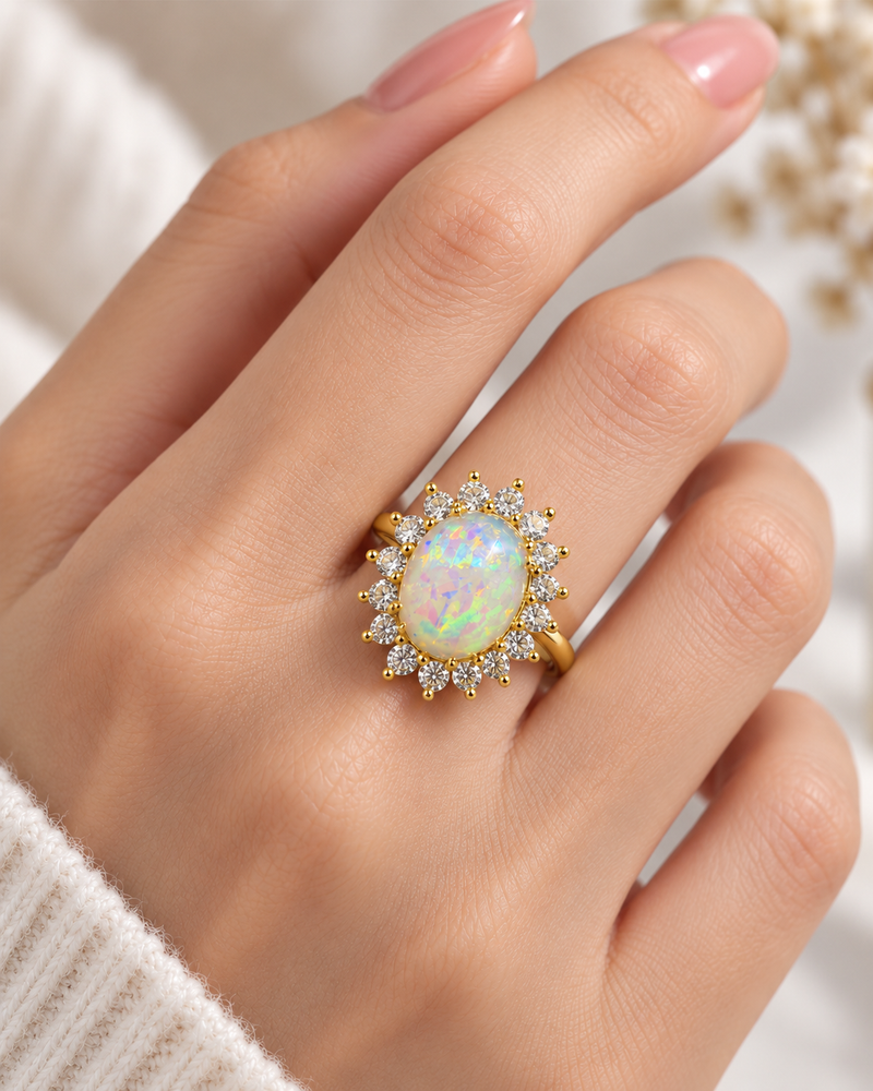 Lunelle Opal Halo Ring alternate view 1